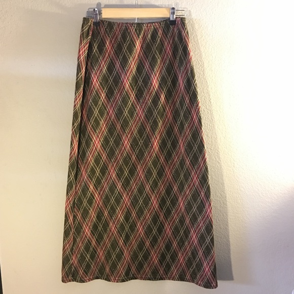 Dresses & Skirts - Long Plaid Vintage Wool Maxi Skirt